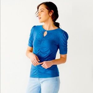 Nine West Front Keyhole Ruched Tee